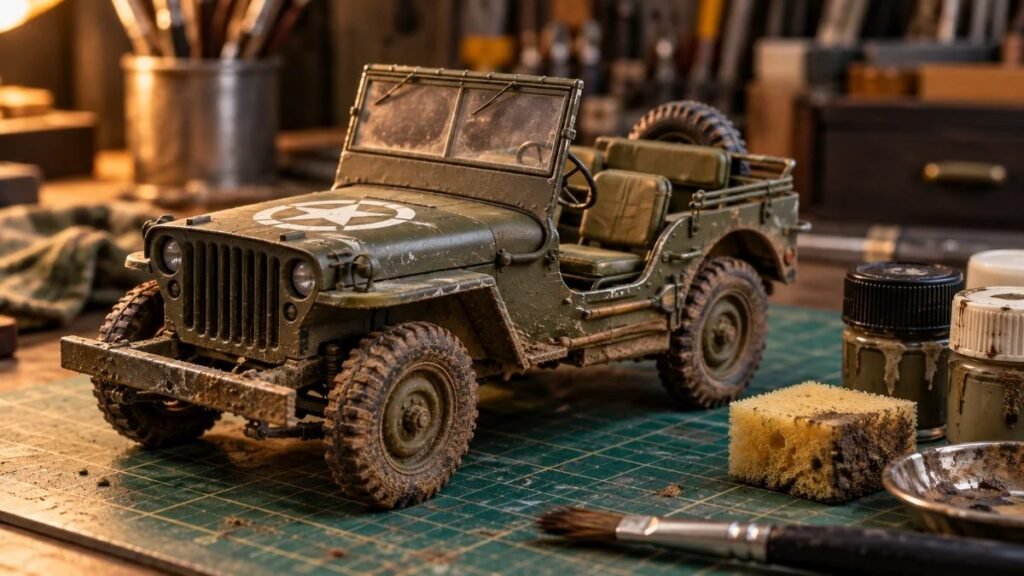 Cómo restaurar un Jeep a escala con acabado militar realista