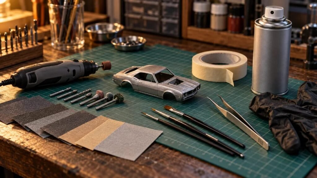 Materiales básicos para restaurar miniaturas y carritos de metal