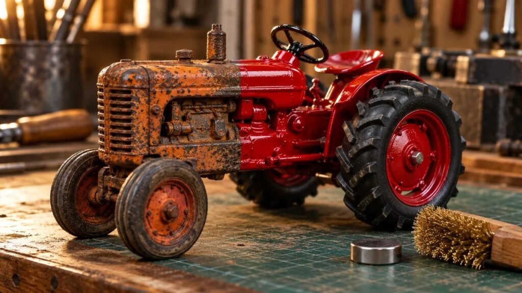 Cómo restaurar un tractor de juguete de metal paso a paso